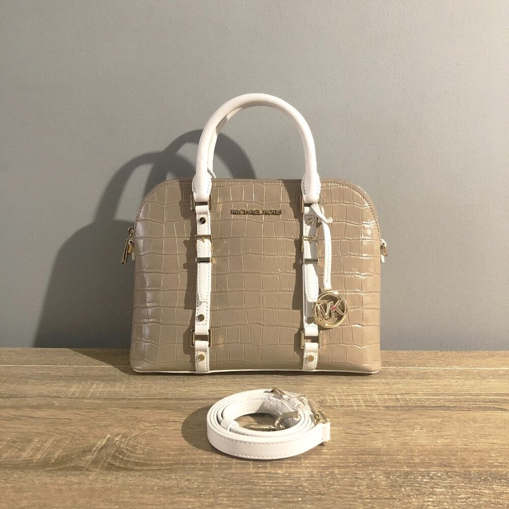 Michael Kors Bedford Legacy Medium Dome Satchel Purse Truffle MLT CLR MSRP $328